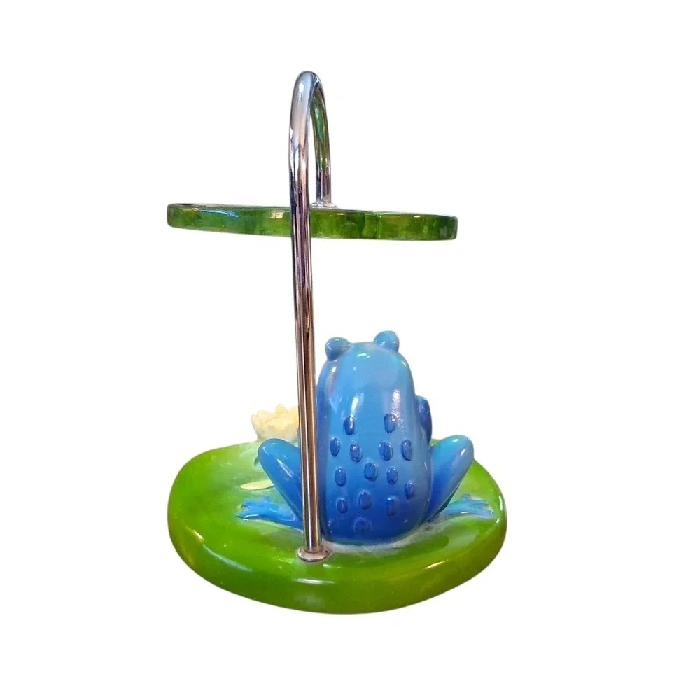 Rare Resin Frog on Lilly Pad Flowers Splish Splash Child's Toothbrush Holder